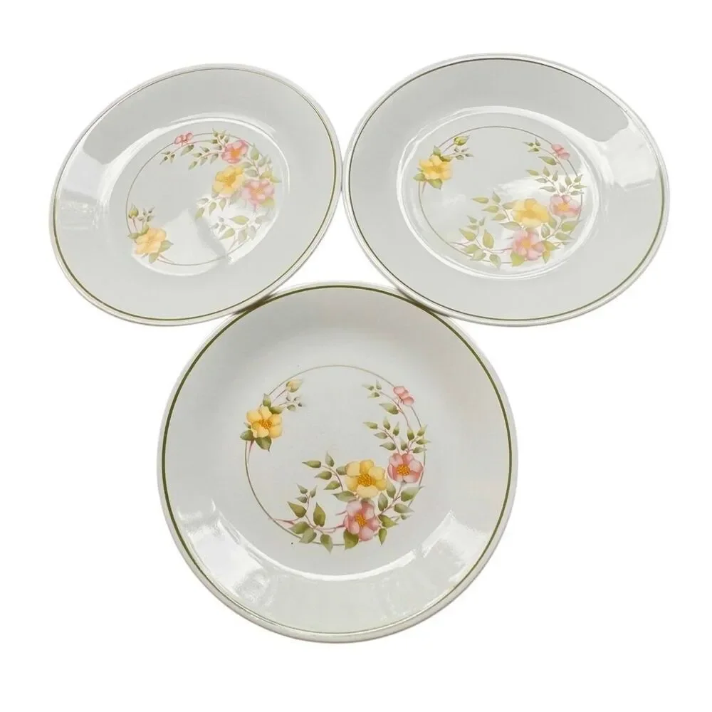 Vintage Lot of 3 CORELLE WINDSOR ROSE 8 1/2” LUNCHEON PLATE